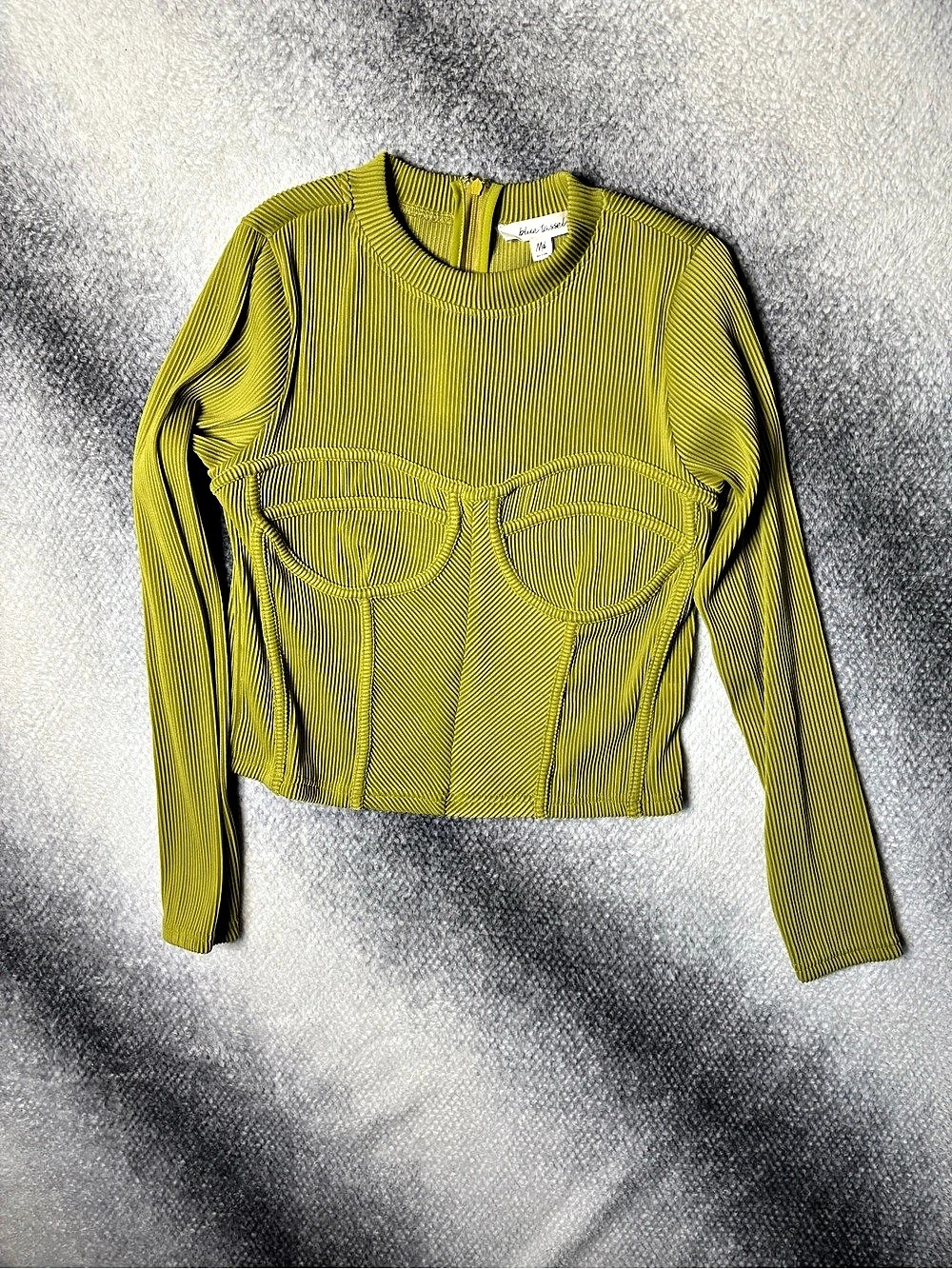 House of CB style Long Sleeve Corset Top in Chartreuse Size Medium Like New